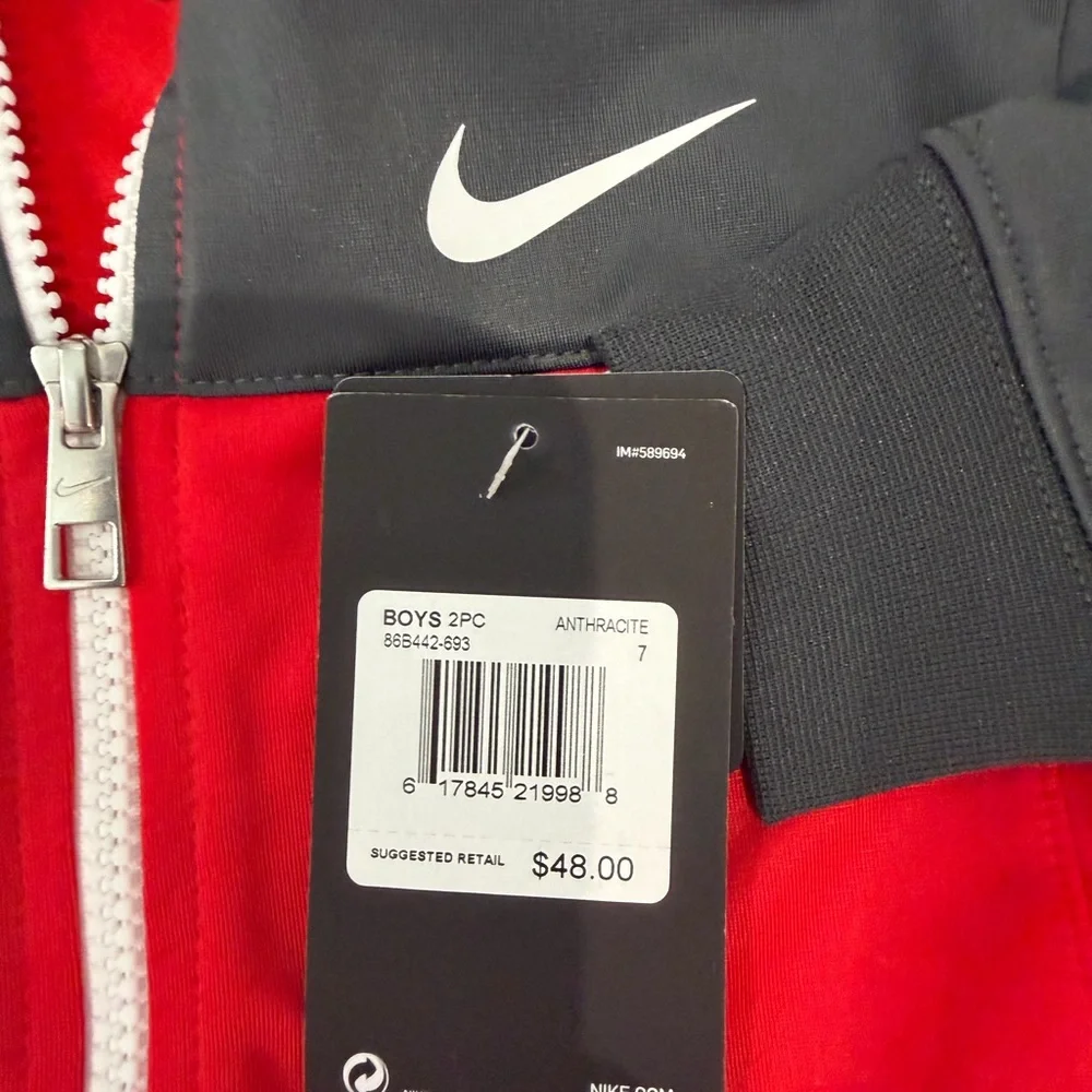 Nike Boys' Red and Charcoal Tracksuit